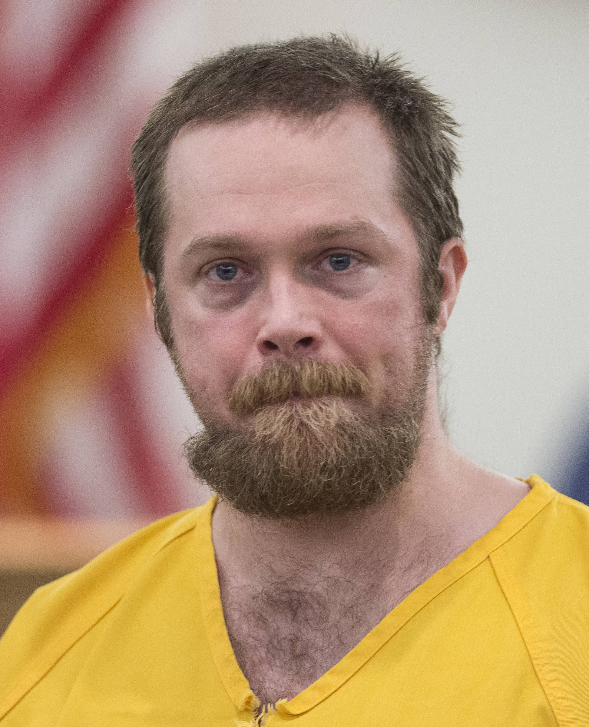 Christopher Strawn appears in Juneau Superior Court on Wednesday, June 20, 2018, for sentencing in the 2015 murder of Brandon Cook. (Michael Penn | Juneau Empire)
