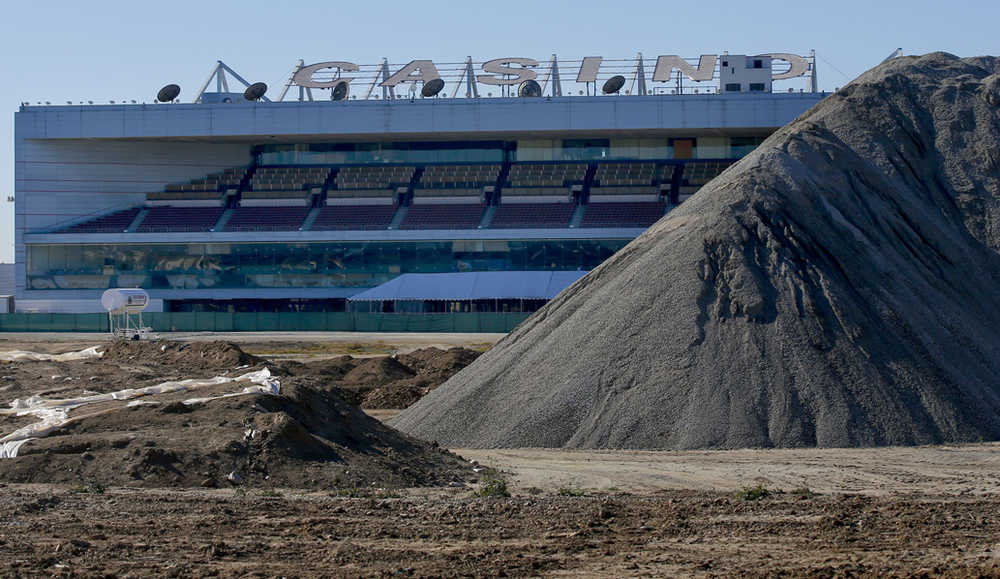 This Dec. 18 photo shows construction underway on the former Hollywood Park site in Ingewood, California, where St. Louis Rams owner Stan Kroenke proposes to build an NFL stadium.