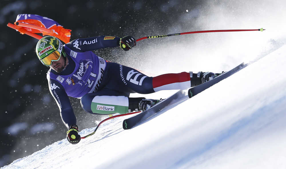 Italy's Dominik Paris competes during the men's downhill Alpine Ski World Cup race on Saturday in Kvitfjell, Norway.