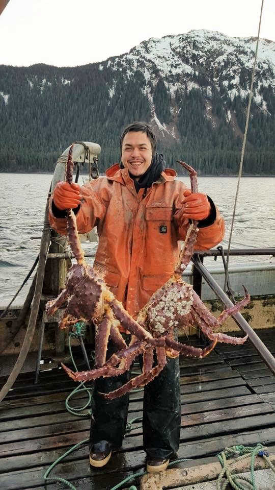 Arnold Skeek with two king crabs. He went missing on Aug. 14.