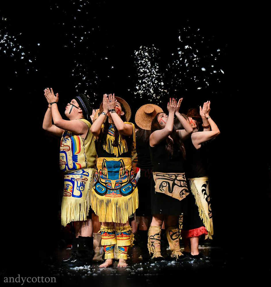 The Git Hayetsk dancers, founded by Mike and Mique'l Dangeli, perform at a fundraiser in March 2014.