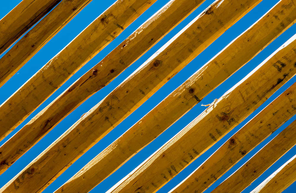 Blue sky and latillas on a late summer's day.