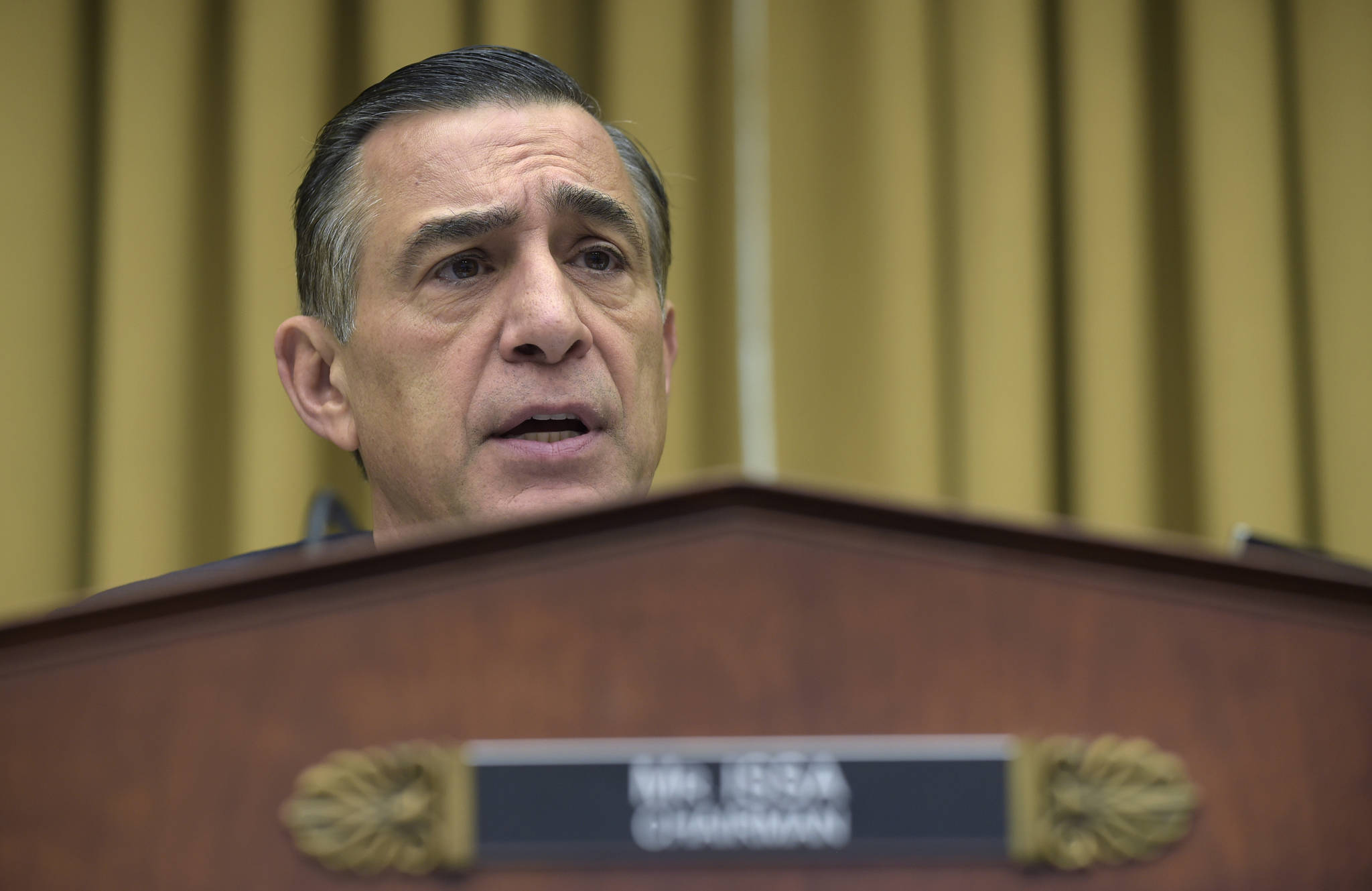 Rep. Darrell Issa, R-California, the chairman of the House Judiciary subcommittee on Courts, Intellectual Property, and the Internet speaks during a hearing on Capitol Hill Thursday on the restructuring the U.S. Court of Appeals for the Ninth Circuit.. (Susan Walsh | The Associated Press)