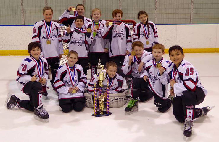 The Juneau Capitals 10U team poses with their President’s Day hockey tournament championship trophy in Anchorage. The team won all six tournament games and defeated Fairbanks 3-1 in the championship game. The Juneau Capitals 10U team is (not in order pictured): Cavan Dick, Carter Miller, Emerson Newell, Hayden Bauer, Hudson Hunt, Bradana Gillman, Emilio Holbrook, Fischer Keizer, Reagan Hansen, Tyler Frisby, Loren Platt, Dylan Sowa, John Lamantia. (Courtesy photo | Charity Platt)