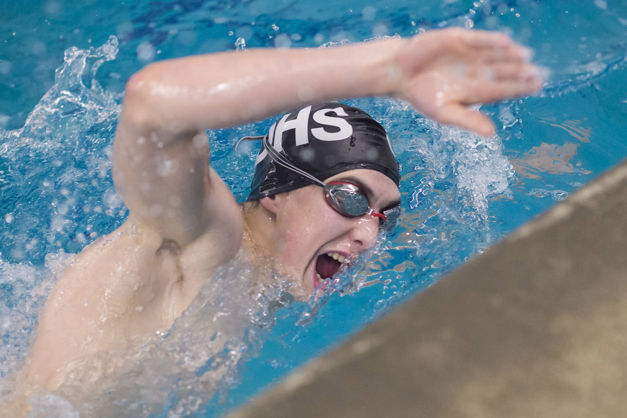 <span class="neFMT neFMT_PhotoCredit"><strong>Michael Penn</strong> | Juneau Empire</span>                                Senior Tyler Weldon swims during Juneau-Douglas High School swim practice at Augustus Brown Swimming Pool on Wednesday.