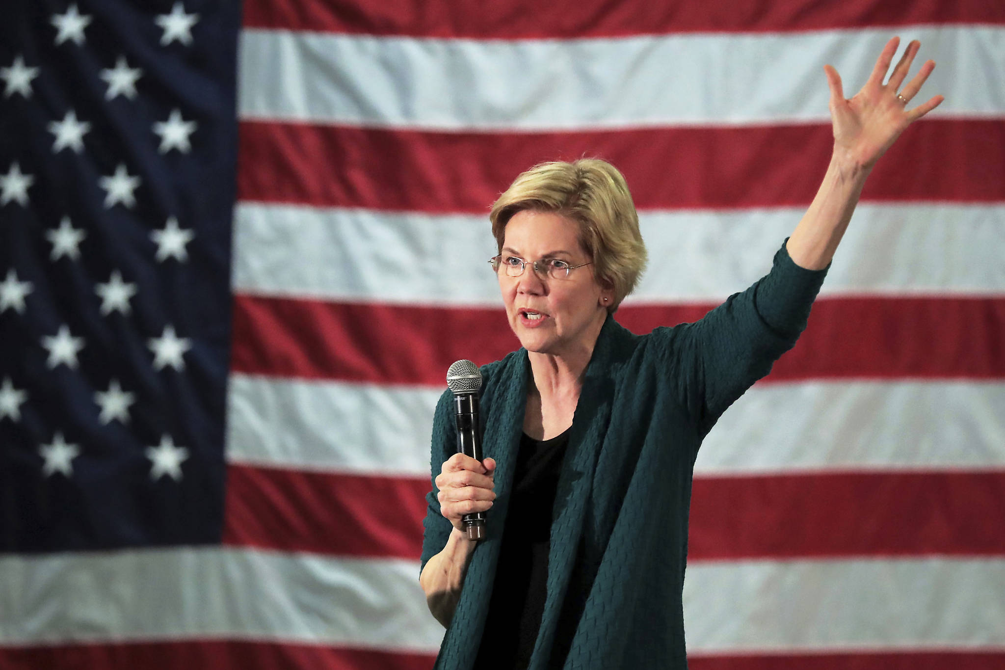 In this March 17, 2019 photo, Democratic presidential candidate Elizabeth Warren speaks to a group of about 400 potential voters at Douglas High School in Memphis, Tennessee. Warren has called for abolishing the Electoral College. (Jim Weber | The Commercial Appeal)