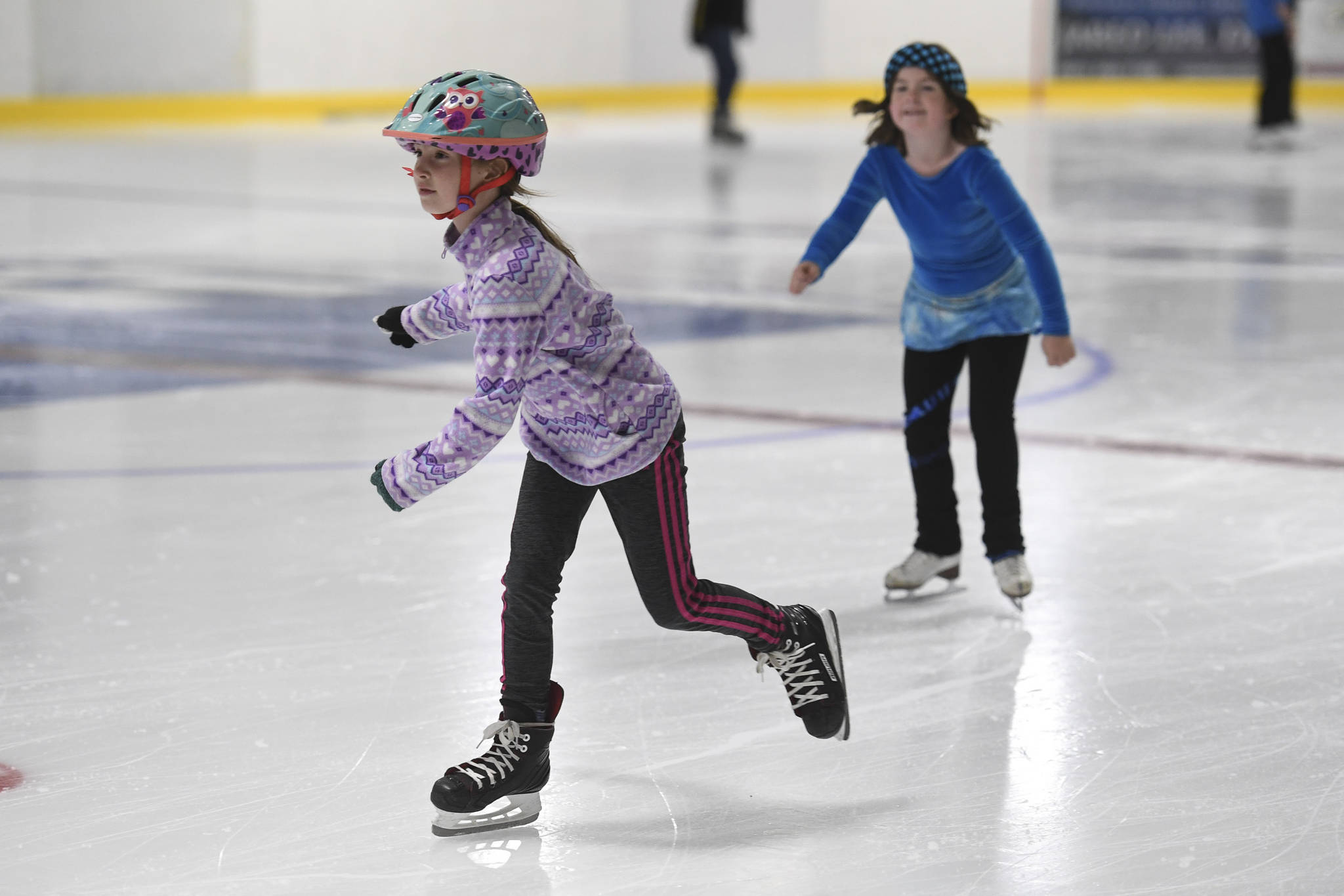 Juneau skaters and families take advantage of a free skate on the opening day at the Treadwell Arena on Monday, Aug. 5, 2019. There will be a free skate this week courtesy of Juneau-Gastineau Rotary. (Michael Penn | Juneau Empire)