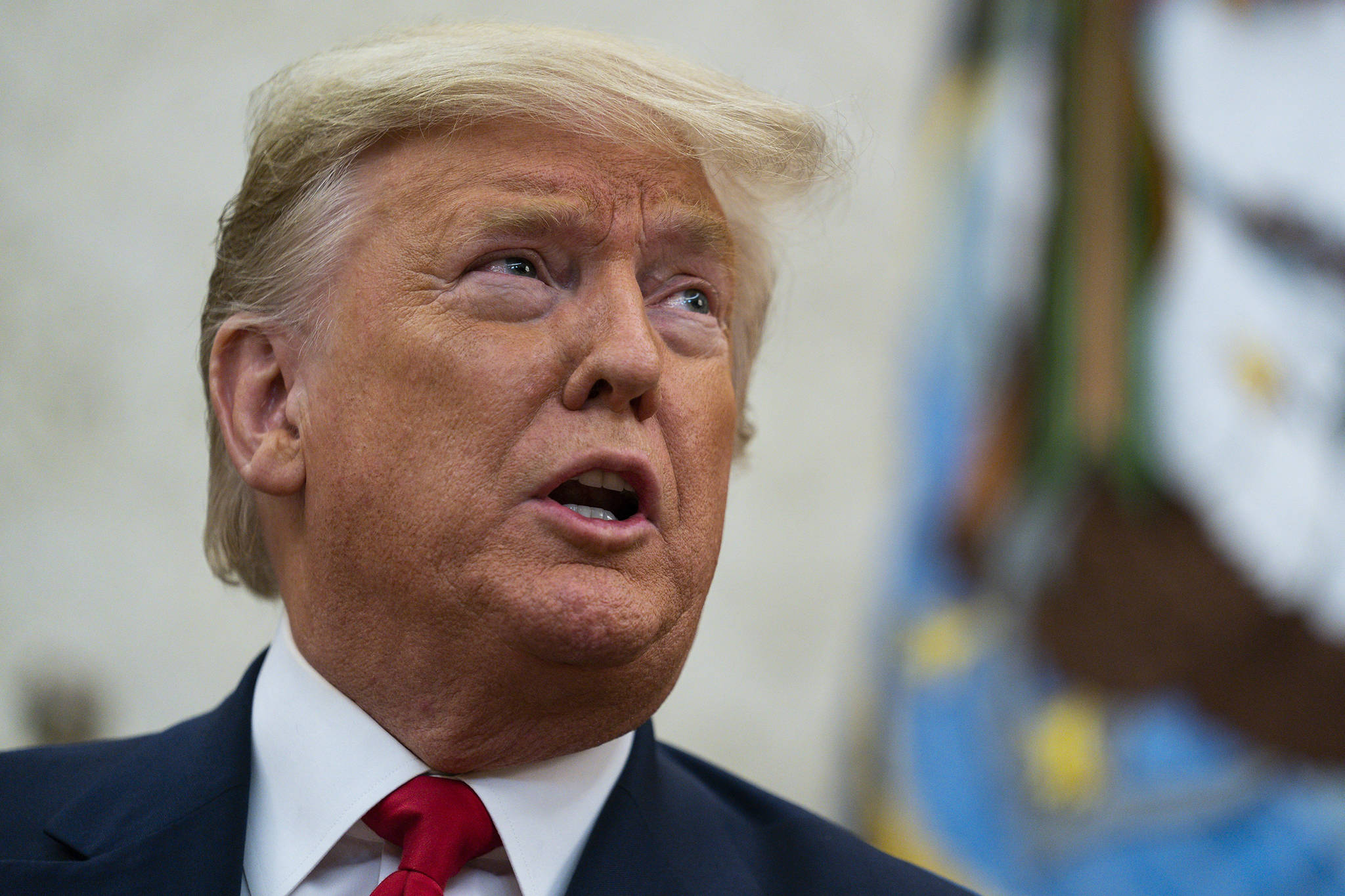 President Donald Trump speaks during a meeting with Ecuadorian President Lenin Moreno in the Oval Office of the White House, Wednesday in Washington. (AP Photo | Evan Vucci)