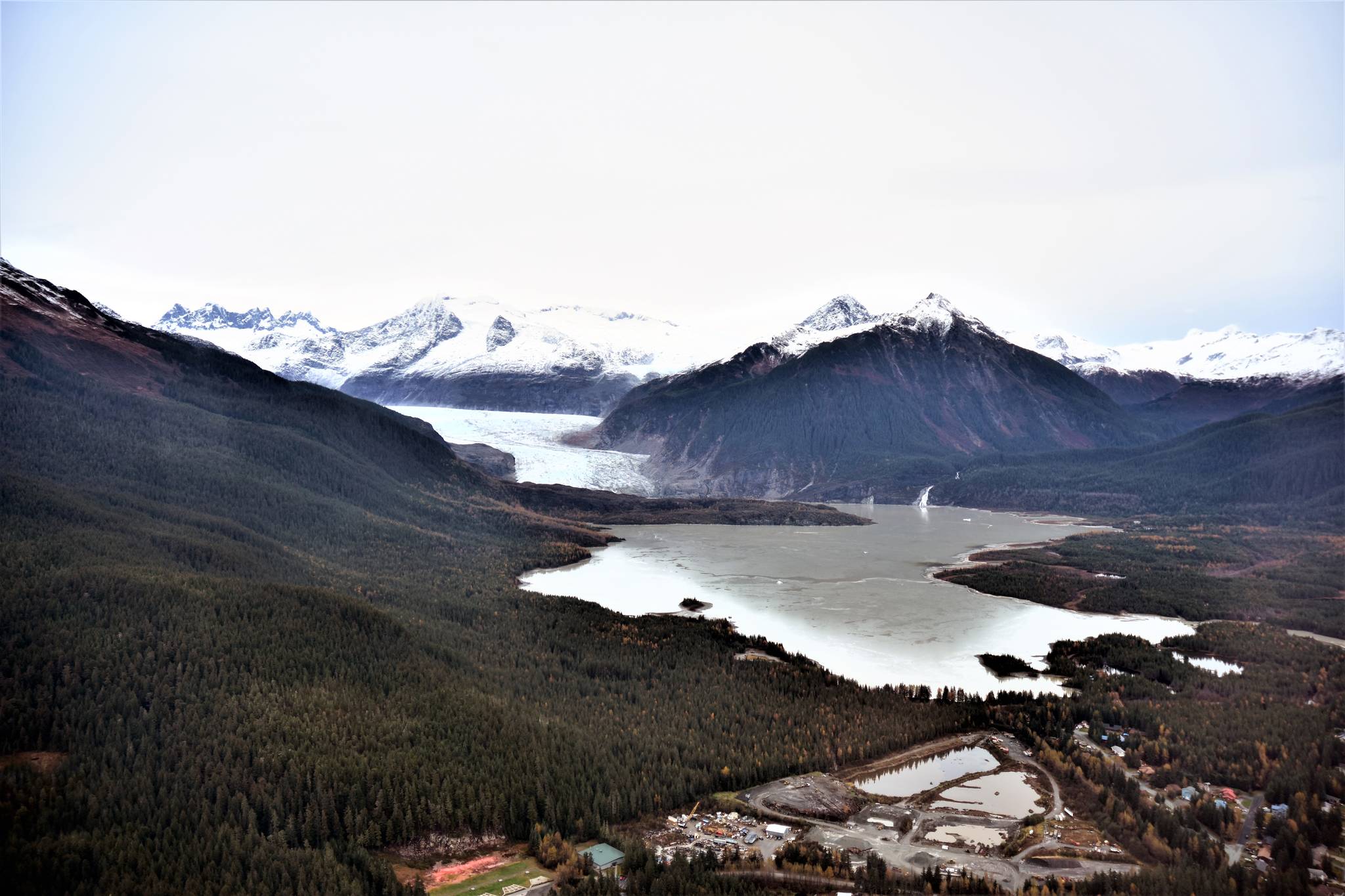 Peter Segall | Juneau Empire                                 Mendenhall Glacier and Lake can be seen in this Oct. 14, 2019 photo. The U.S. Forest Service has plans to overhaul the Mendenhall Glacier Visitor Center and the surrounding recreation area.