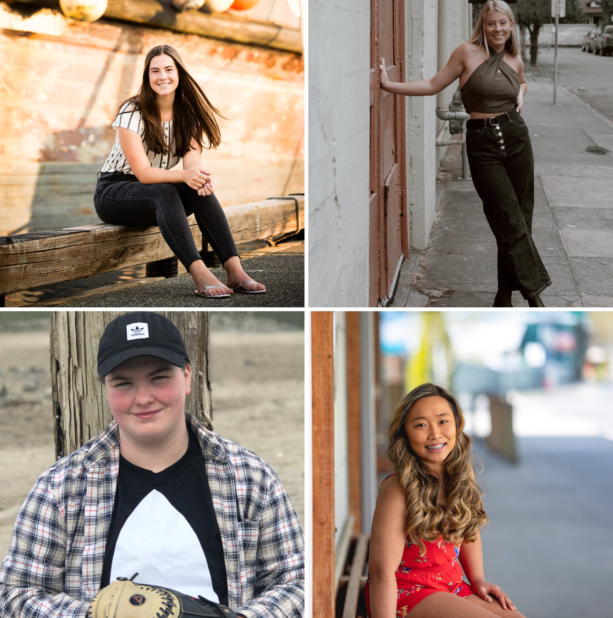 Abby Dean (top left), Amanda VanSlyke (top right), Ariana Connally (bottom left) and Asianna Mazon (bottom right) are seniors on the Juneau-Douglas High School: Yadaa.at Kalé softball team. (Courtesy Photos | For JDHS)