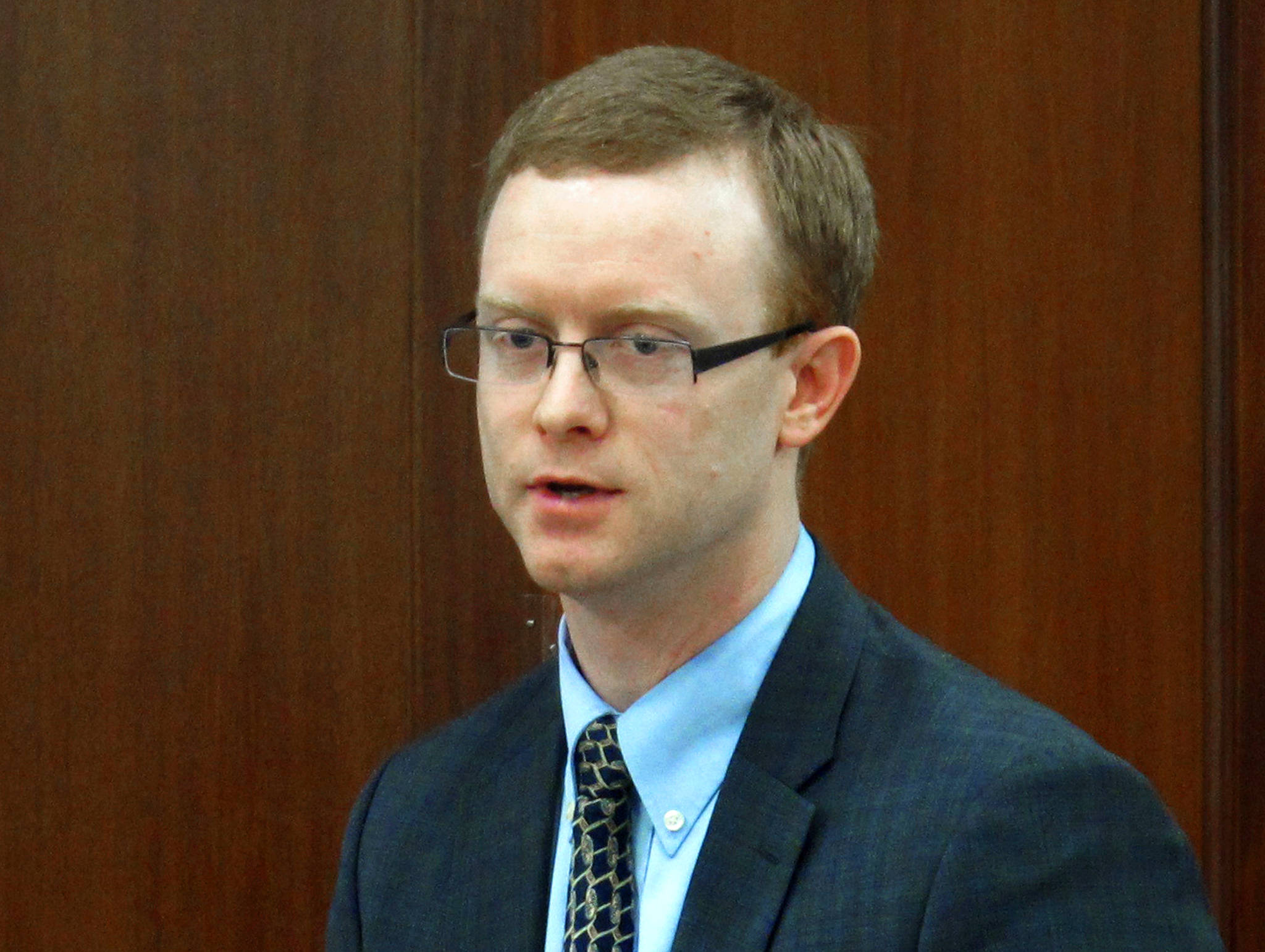 Alaska Republican state Rep. David Eastman speaks during a House floor session in this May 10, 2017 photo. Several Alaska Republican lawmakers are campaigning against fellow GOP state Rep. David Eastman. They blame him for the failure of Republicans in 2018 to take control of the state’s House of Representatives. The Anchorage Daily News reported members of the House Republican minority campaigned over the weekend in Eastman’s Wasilla district for his GOP primary opponent. (AP File Photo / Becky Bohrer