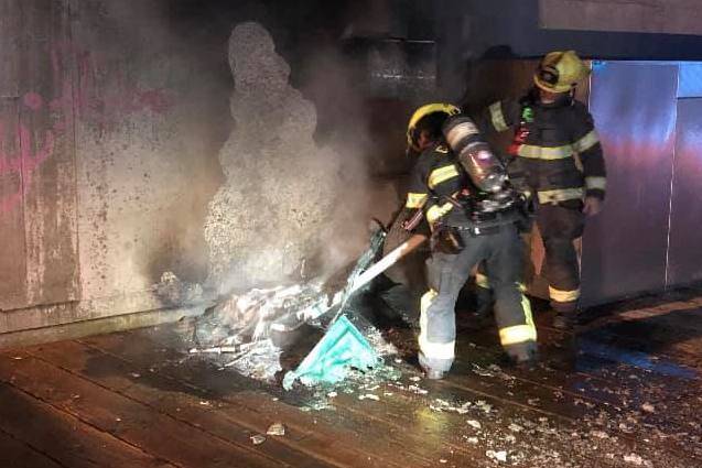 Capital City Fire/Rescue responded to a small fire outside the Downtown Public Library Early Thursday morning. (Courtesy Photo / Capital City Fire/Rescue)