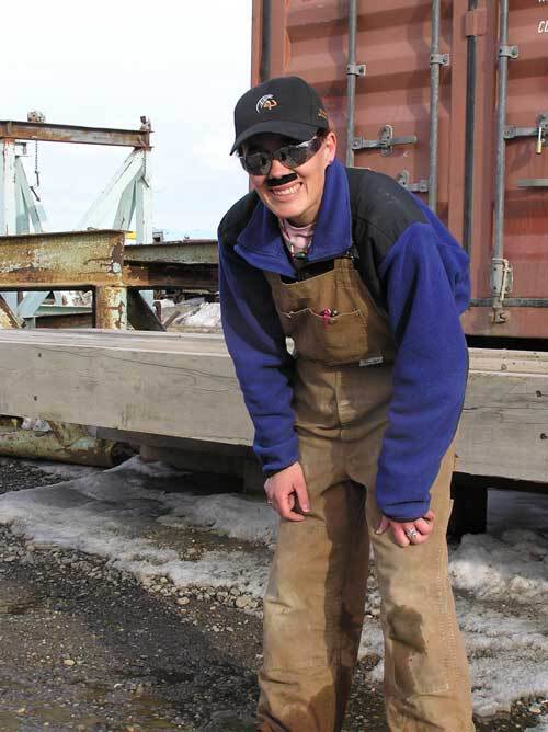 Biologist Stacia Backensto dons a disguise to fool ravens on Alaska’s North Slope. (Courtesy Photo / Ned Rozell)