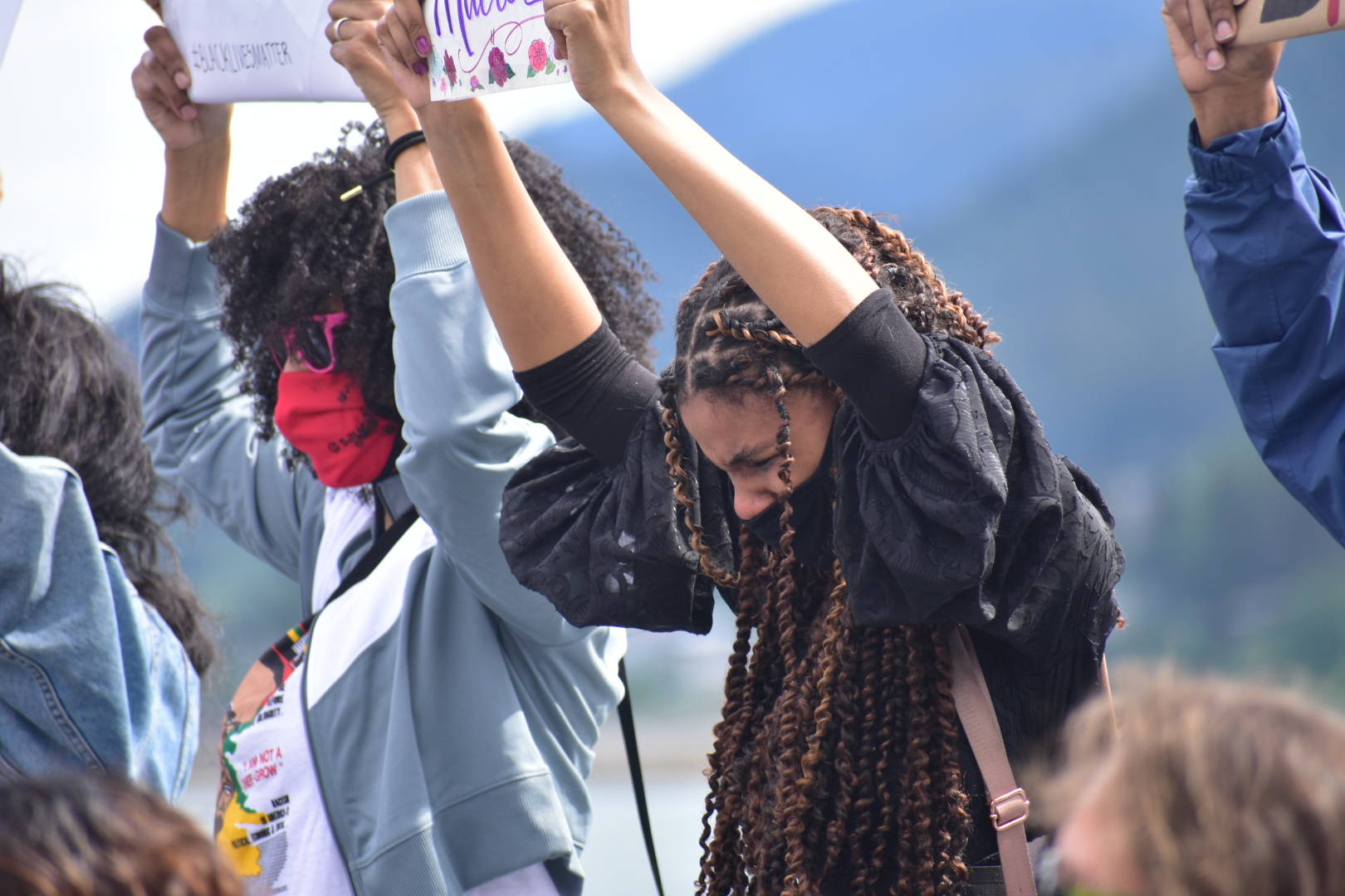 A new Systematic Racism Review Committee will soon be in place to guide Juneau’s municipal lawmakers as they consider future ordinances. City Assembly members established the committee late last year after racial justice protests took place in Juneau and around the country throughout the summer of 2020. Here, Lacey Davis attends a May 30, 2020, vigil honoring George Floyd, the man whose death while in police custody sparked protests worldwide. (Peter Segall / Juneau Empire)