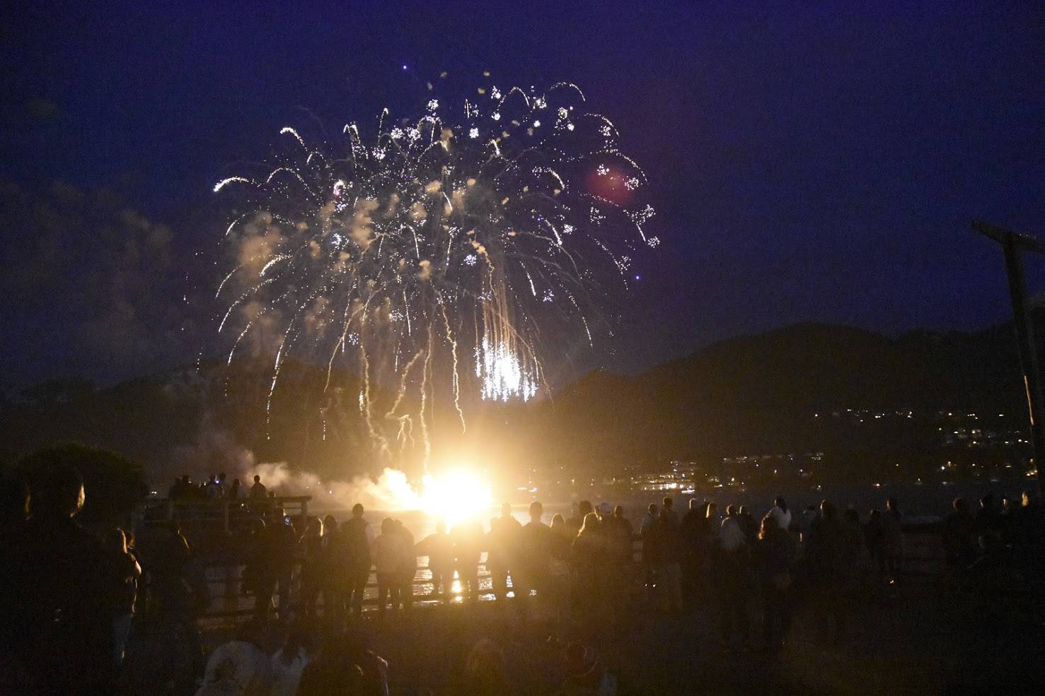 Juneau residents watch the city's fireworks display on July 4, 2021. In late May, the city assembly passed an ordinance that banned loud, mortar-style fireworks in Juneau’s neighborhoods and imposed limits on the types, times, and locations where residents can use fireworks. This holiday weekend was a first test of the new rules. (Peter Segall/Juneay Empire)