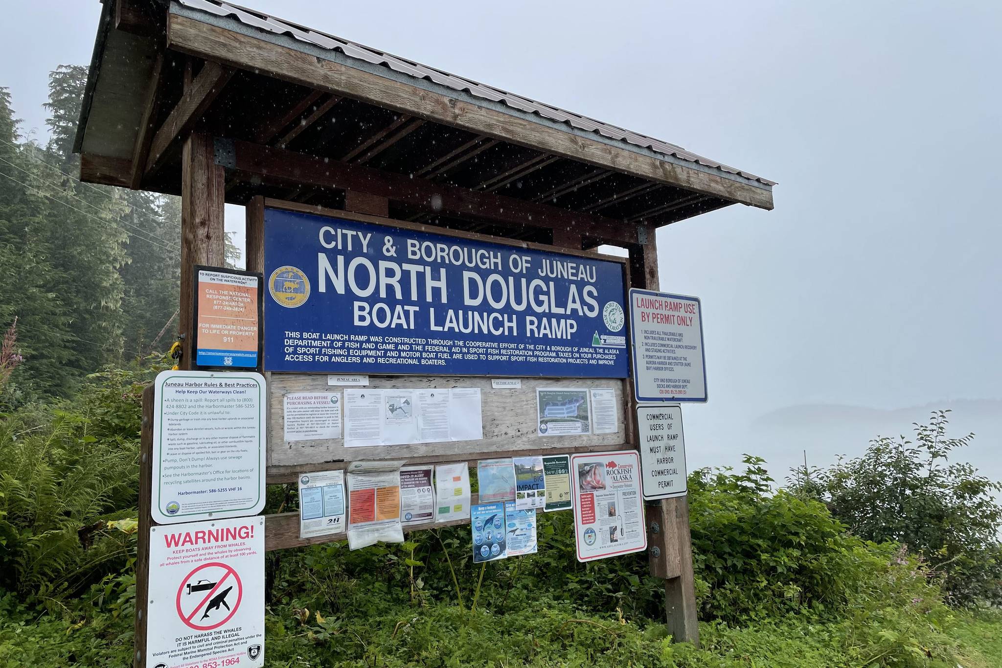 The City and Borough of Juneau’s Docks and Harbors department has issued a public survey as they consider improvements to the North Douglas Boat Launch Ramp, seen here on Aug. 18, 2021. (Michael S. Lockett / Juneau Empire)