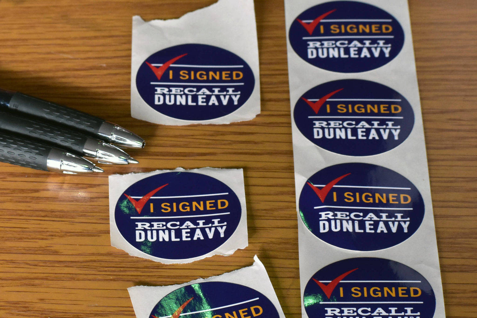 The campaign to recall Gov. Mike Dunleavy announced it was stopping the effort with a gubernatorial race looming next year. The Recall Dunleavy group said that as of Saturday it had gathered 62,373 signatures, shy of the 71,252 needed to trigger a recall vote. (Peter Segall / Juneau Empire File)
