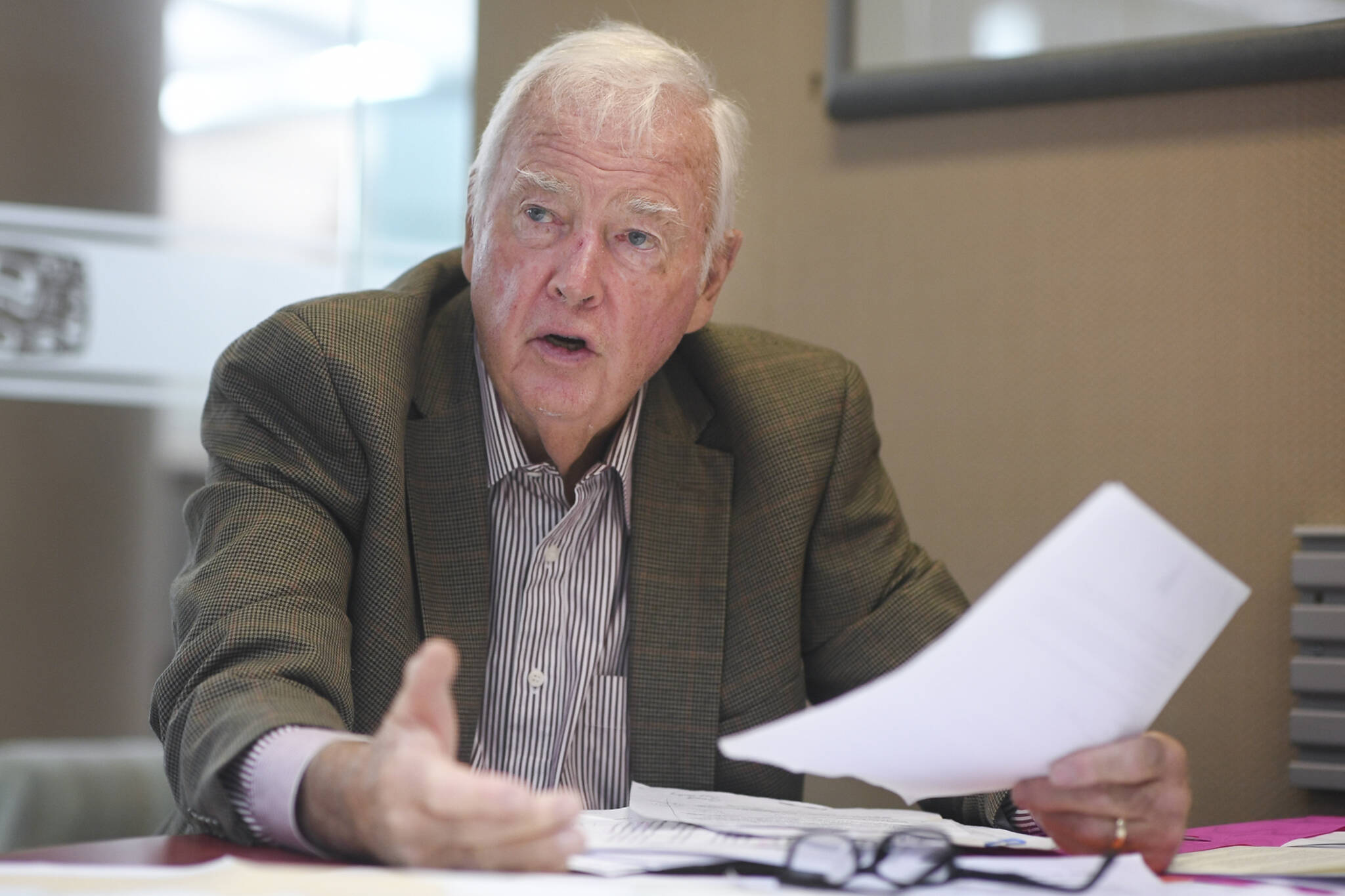 Former Gov. Frank Murkowski speaks on a range of subjects during an interview with the Juneau Empire in May 2019. (Michael Penn / Juneau Empire File)