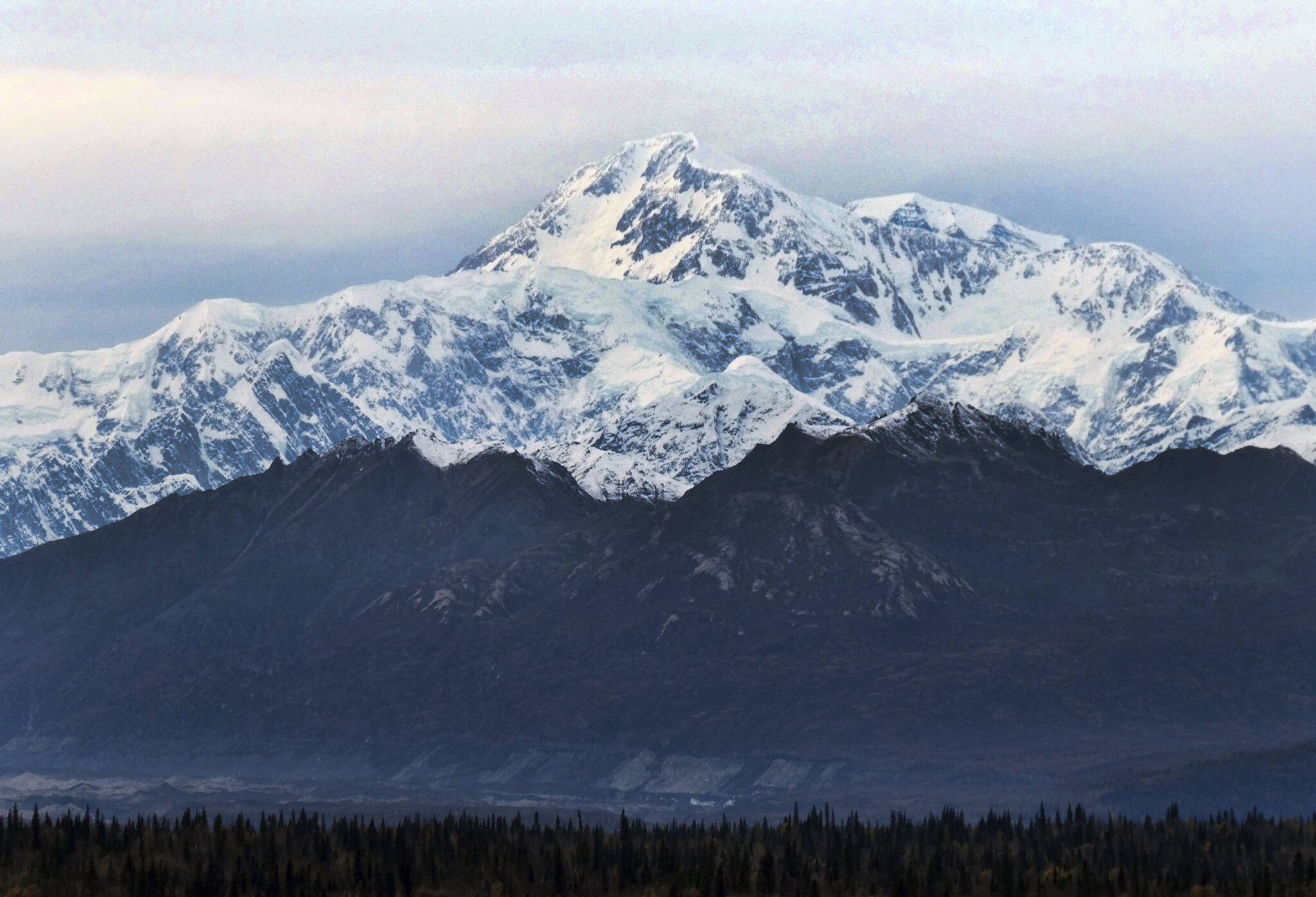 Denali, is seen from a turnout in Denali State Park, Alaska in this October 2017 photo. National park rangers in Alaska on Friday, May 6, 2022, resumed an aerial search for the year’s first registered climber on North America’s tallest peak after he didn’t check in with a friend. (AP Photo / Becky Bohrer)