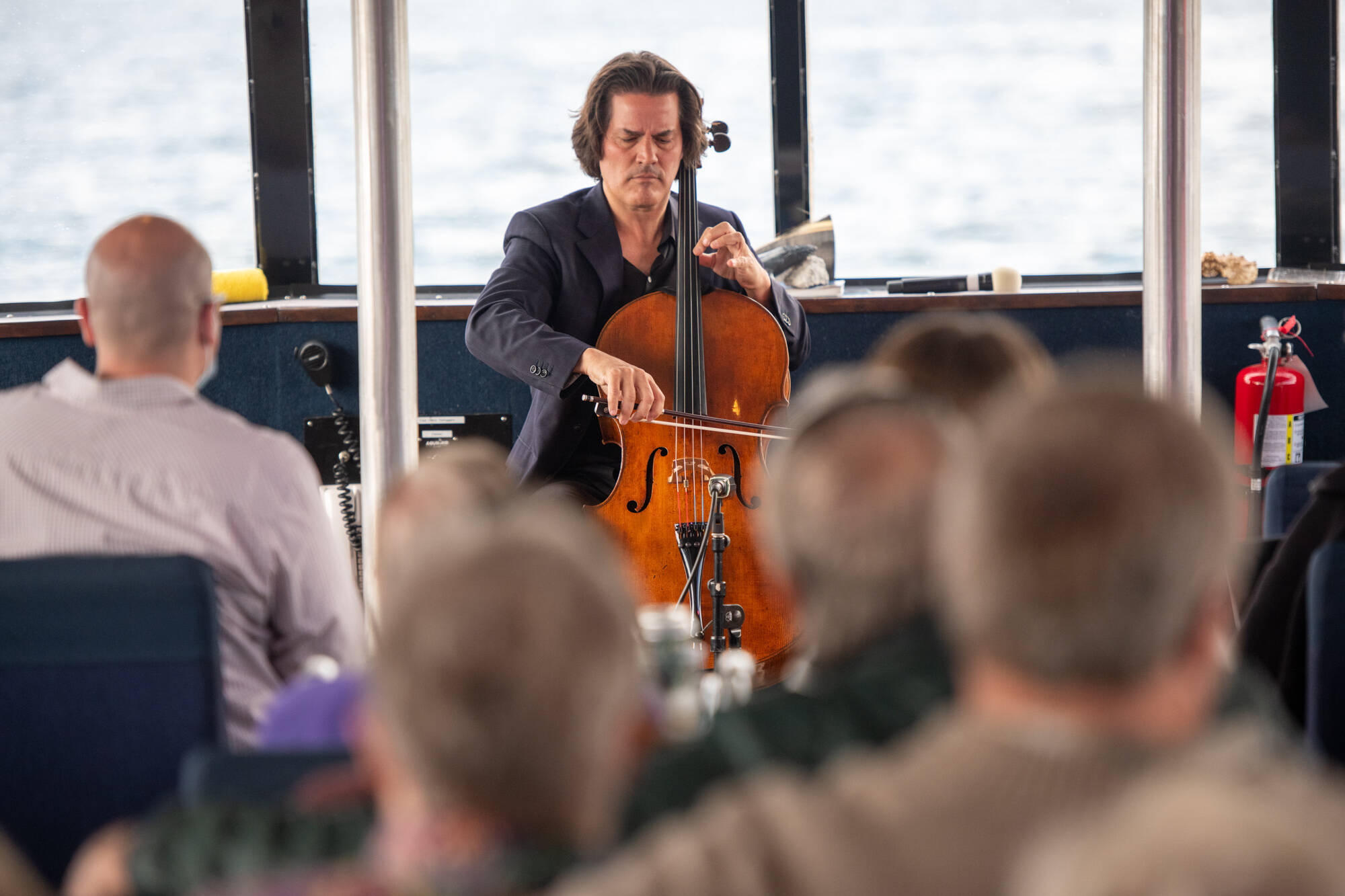 Zuill Bailey performs a cello concert during a music cruise in Auke Bay on Saturday afternoon. (Courtesy Photo)
