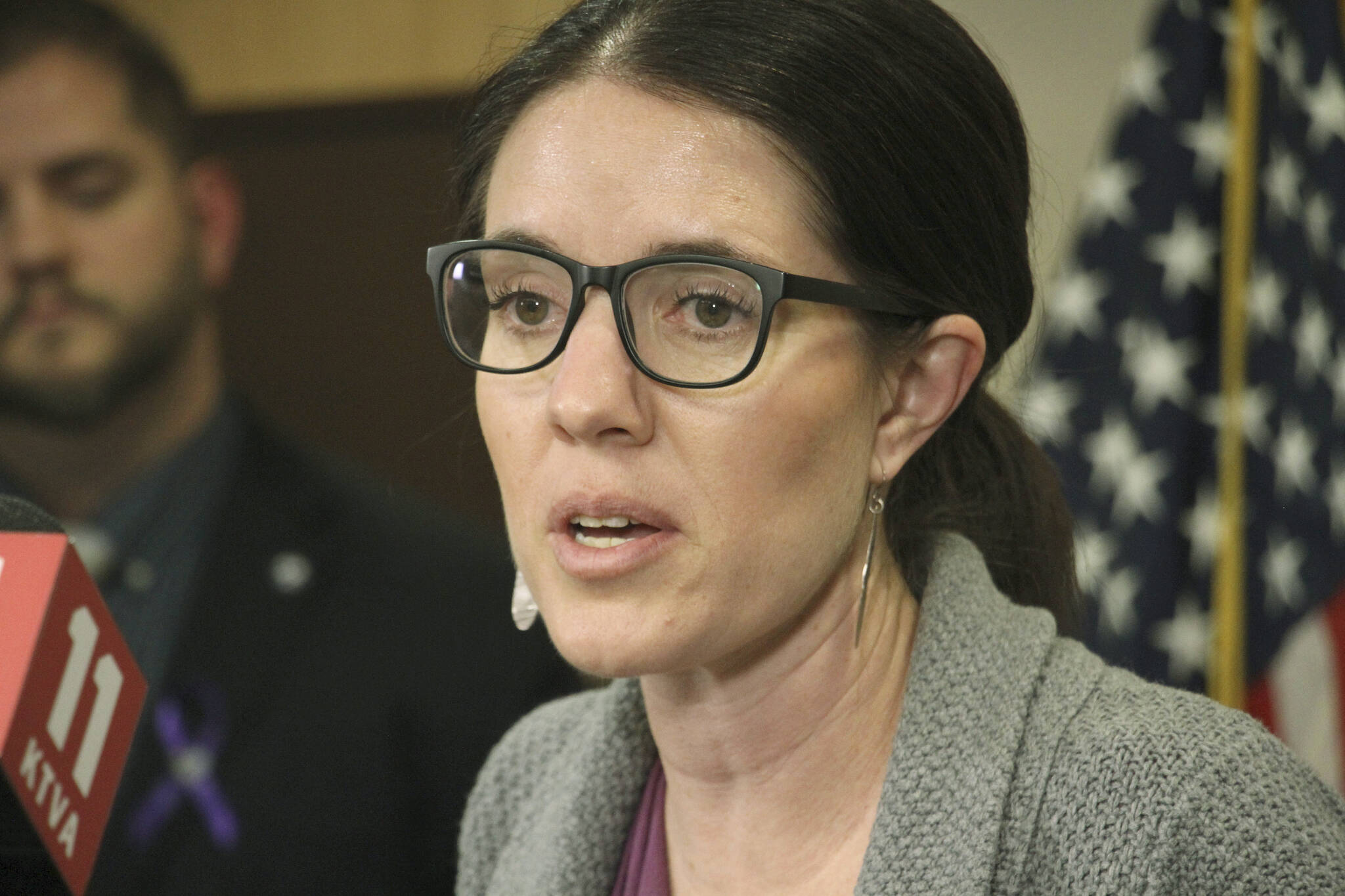 In this March 12, 2020 file photo, Dr. Anne Zink, Alaska’s chief medical officer, addresses reporters at a news conference in Anchorage, (AP Photo/Mark Thiessen File)