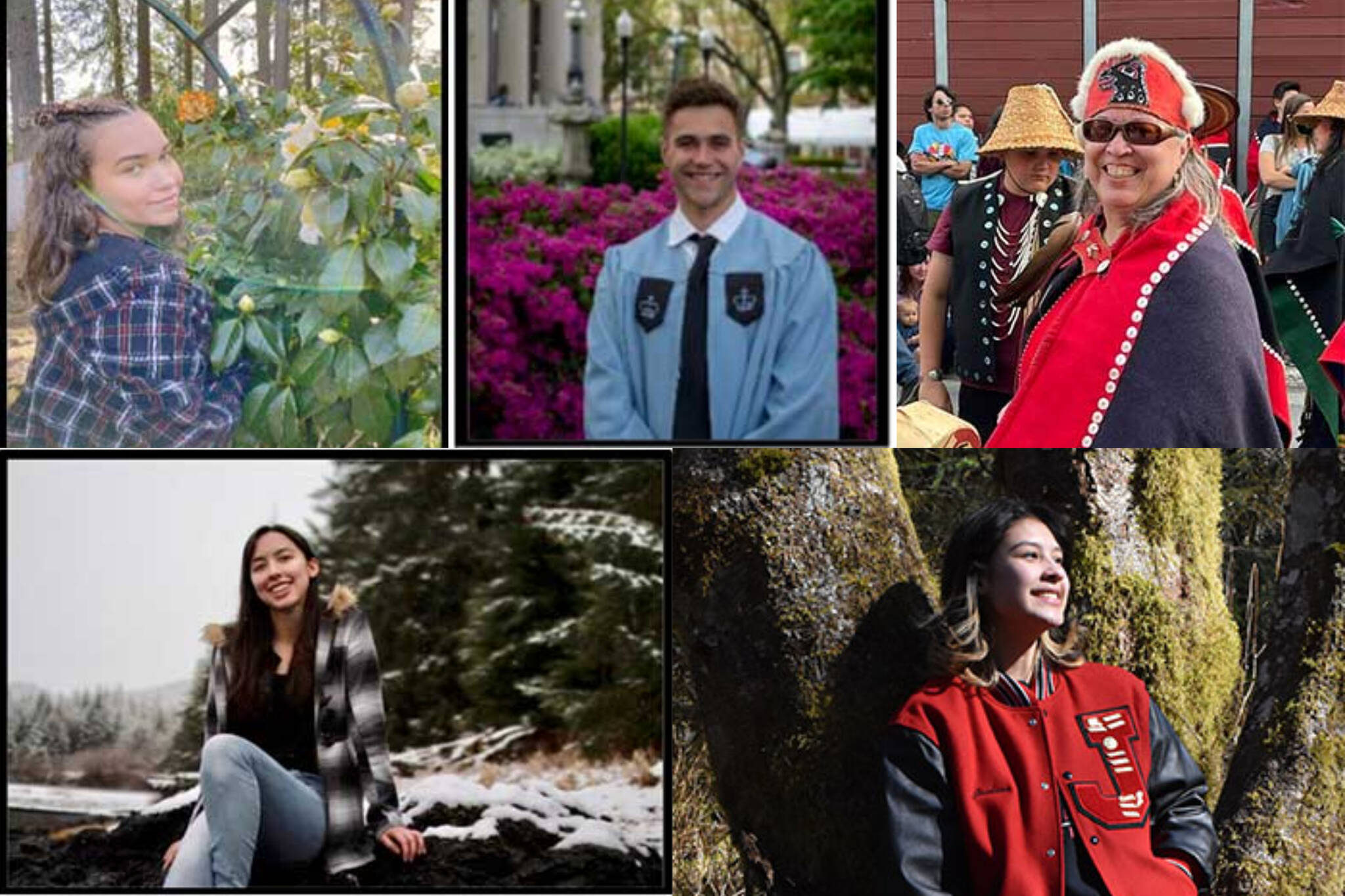 This combination image shows Ethel Lund Visionaries in Healthcare Scholarship recipients (top row) Delainey Steffe, Michael David Del Cesar, Gloria Eyon, (bottom row)Chariety Moler and Trinity Jackson. Scholarship winners The scholarship offers funds to Southeast Alaska Native students pursuing studies in the health care field.	(Courtesy Photos / Healing Hand Foundation)