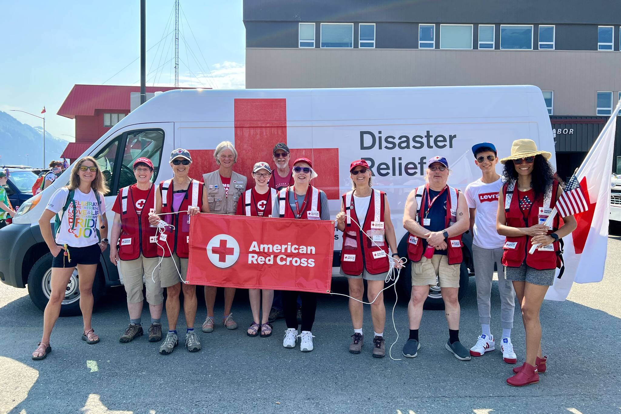 This photo featuring Loren Jones and other volunteers was taken during the Red Cross at the Juneau Fourth of July Parade 2022. (Courtesy Photo / Red Cross)