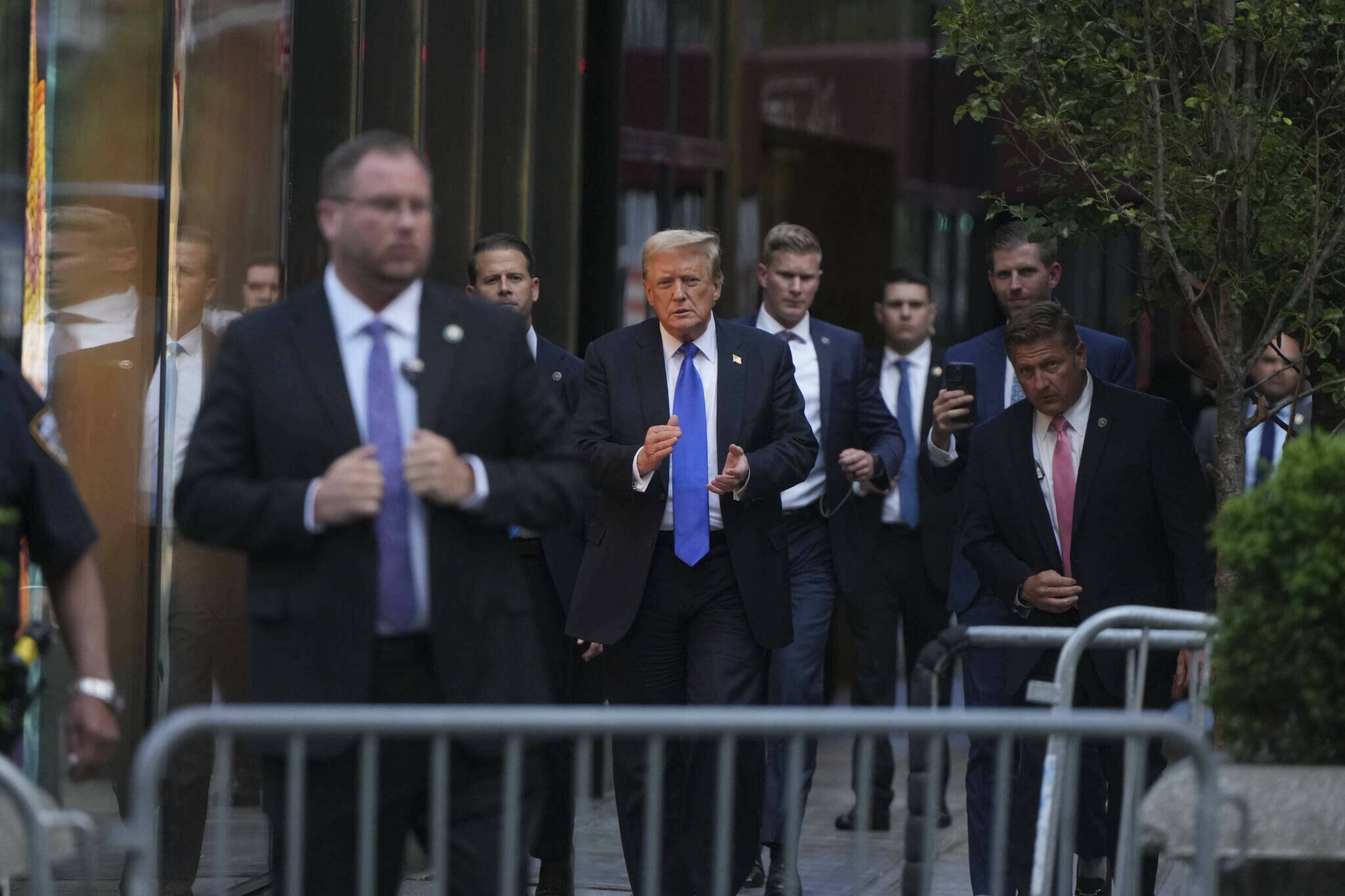 Former President Donald Trump arrives at Trump Tower after he was found guilty of all counts in his criminal trial in New York on May 30. (Hiroko Masuike/The New York Times)