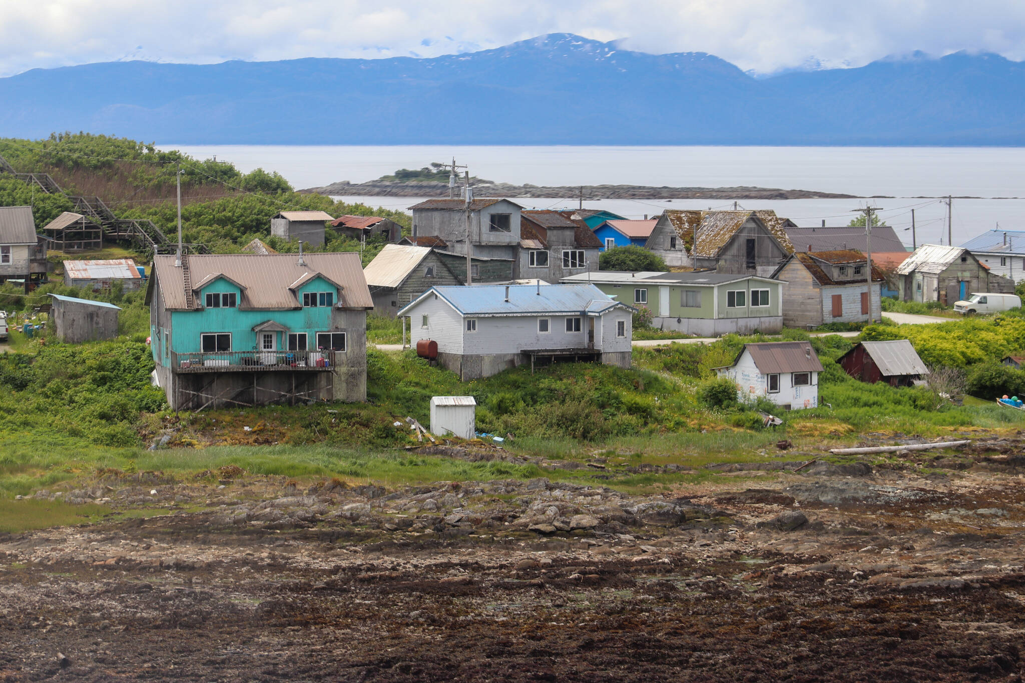 A view of Angoon from a floatplane on Friday. (Jasz Garrett / Juneau Empire)