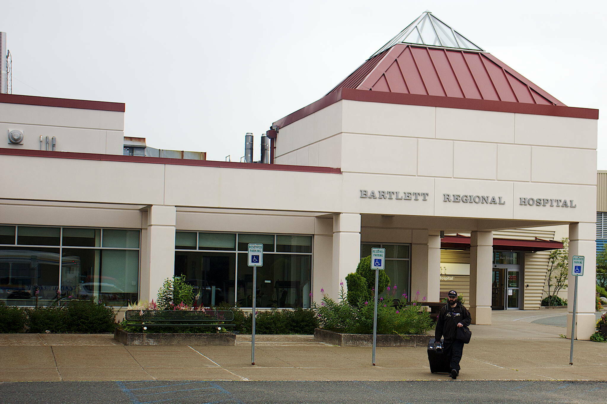 A person departs Bartlett Regional Hospital on July 26, 2023. (Mark Sabbatini / Juneau Empire file photo)