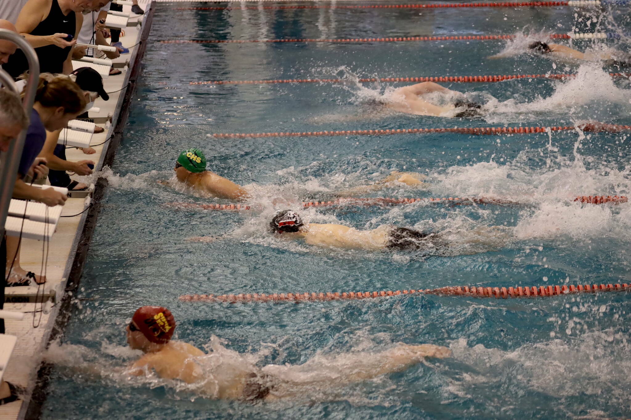Athletes compete in a swim event at the Dimond Park Aquatic Center on Sept. 16, 2023. (Clarise Larson / Juneau Empire file photo)