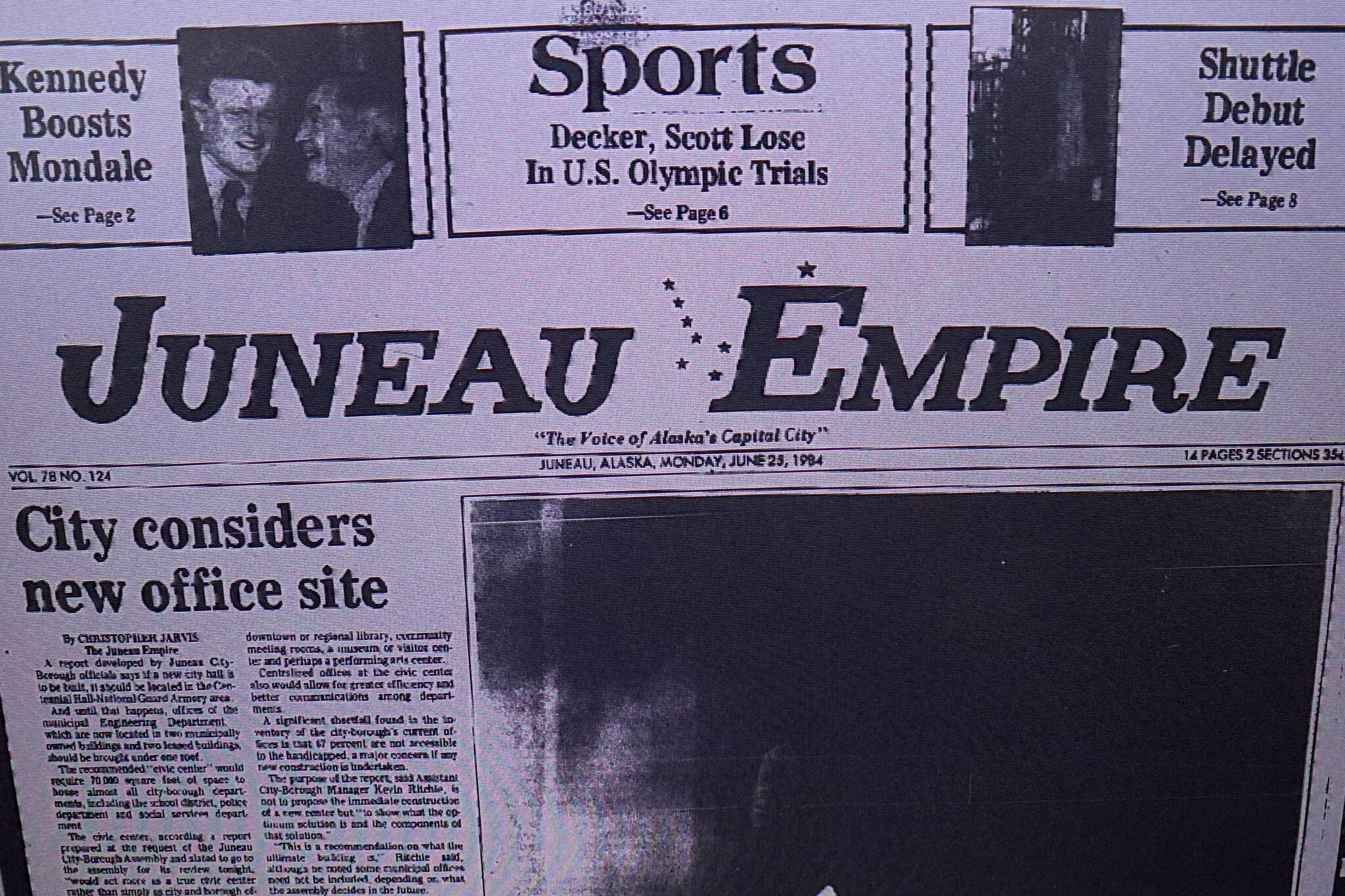 The front page of the Juneau Empire on June 25, 1984. (Mark Sabbatini / Juneau Empire)