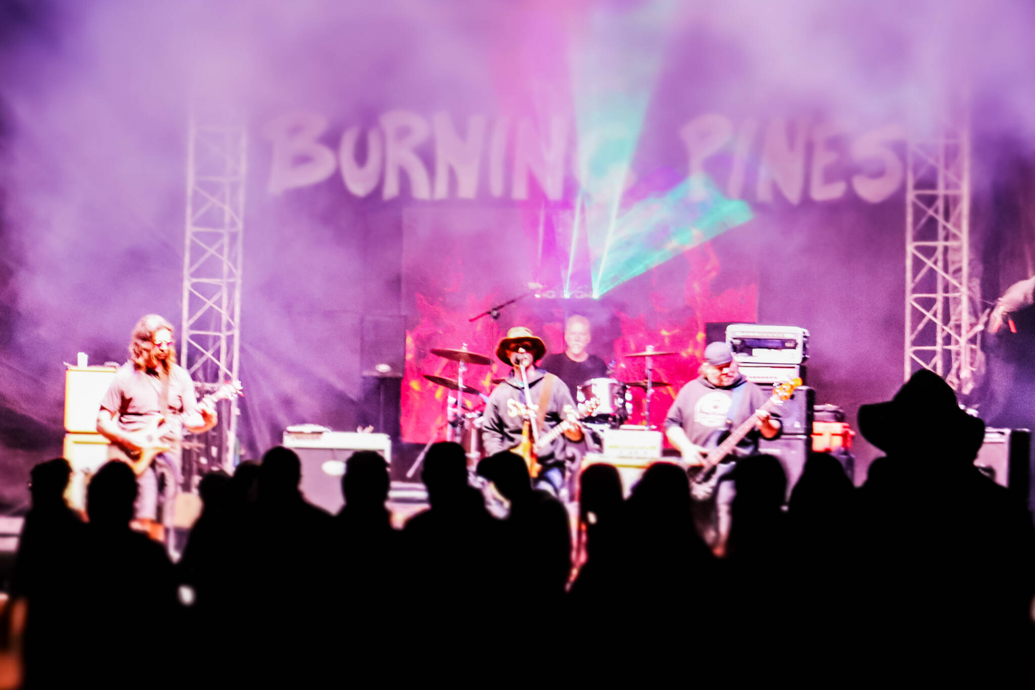 The Gustavus band Cross Sound performs at the second annual Burning Pines rock concert in Gustavus on Saturday. (Jasz Garrett / Juneau Empire)