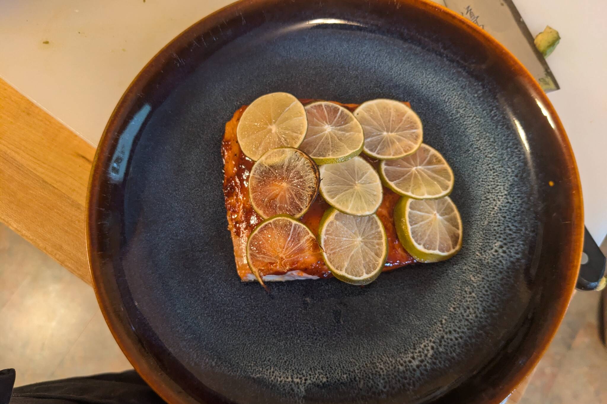 Sockeye salmon in a red chile sauce, ready to serve. (Photo by Patty Schied)