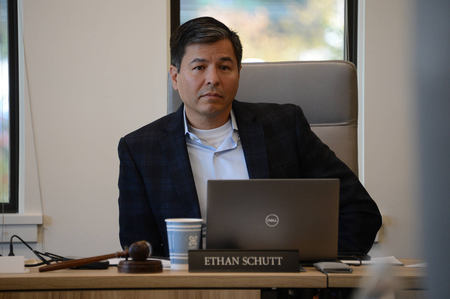 Alaska Permanent Fund Corp. board chairman Ethan Schutt is seen during a special board meeting on Monday, Oct. 3, 2022, in Juneau. (James Brooks/Alaska Beacon)