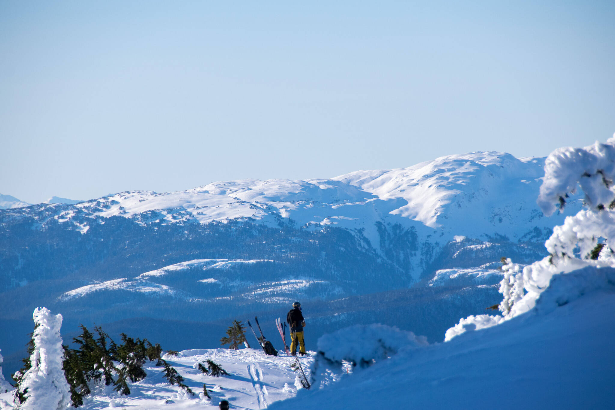 A skier stands atop a hill at Eaglecrest Ski Area. (City and Borough of Juneau photo)