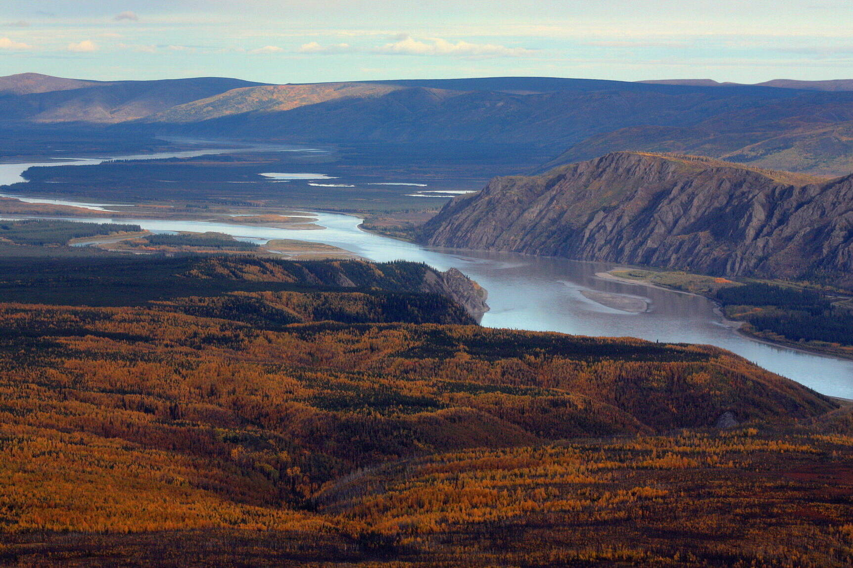 A section of the upper Yukon River flowing through the Yukon-Charley Rivers National Preserve is seen on Sept. 10, 2012. The river flows through Alaska into Canada. (National Park Service photo)