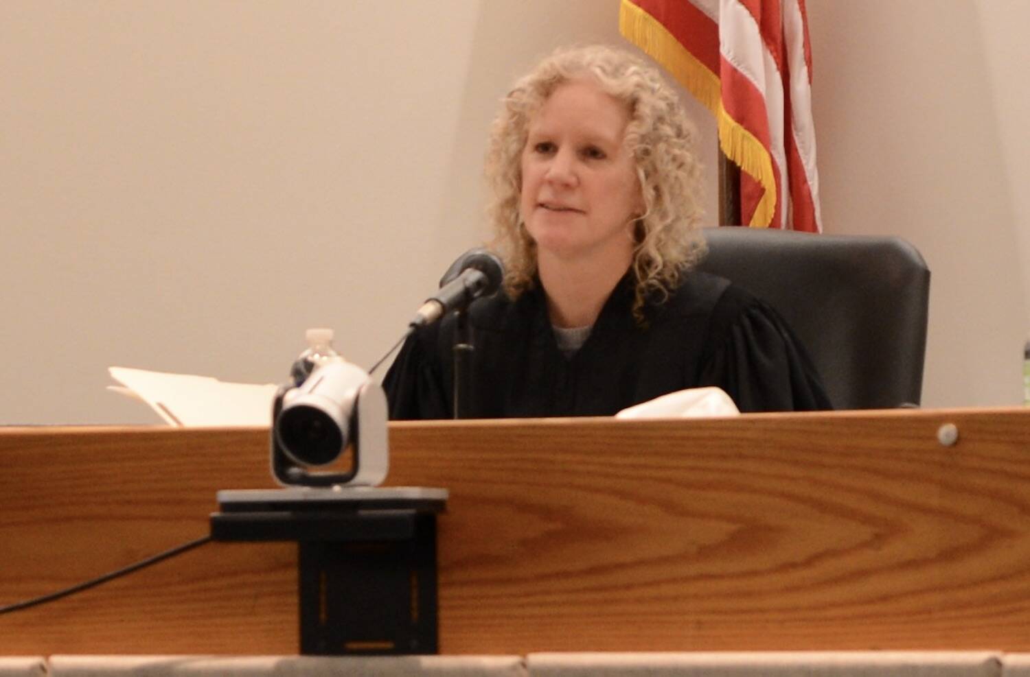 Alaska Supreme Court Justice Jennifer Henderson is seen on Thursday, Feb. 8, 2024, in Juneau. Alaska’s Supreme Court will likely soon have three female and two male justices, making it majority-women for the first time. (James Brooks/Alaska Beacon)