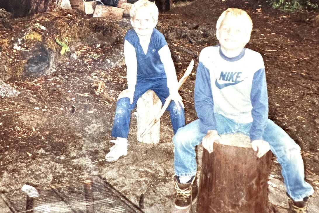The author (back) and his brother (front) at a Forest Service cabin on Prince of Wales island many years ago. (Photo provided by Jeff Lund)