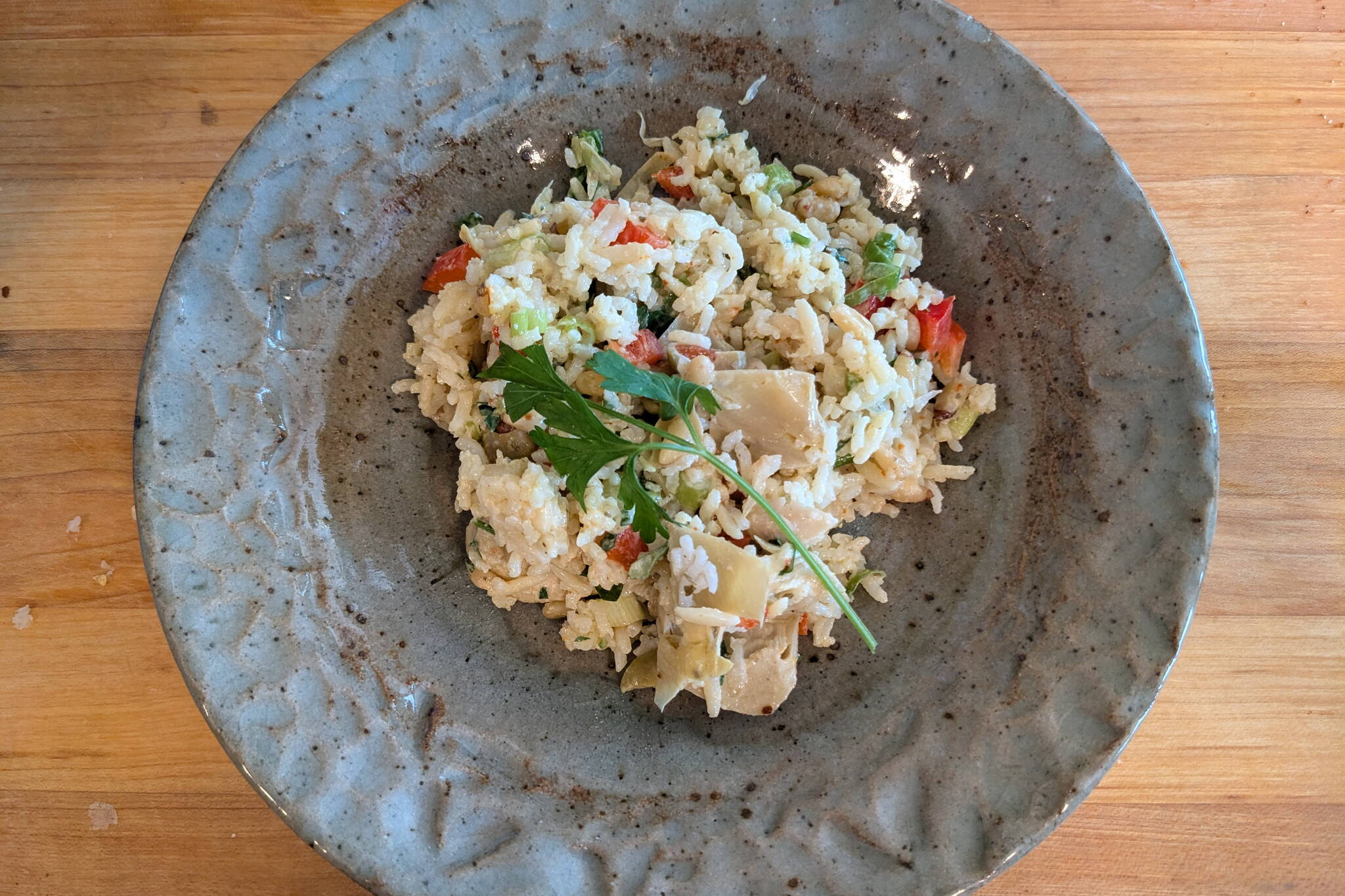 Curried rice artichoke salad ready to serve. (Photo by Patty Schied)