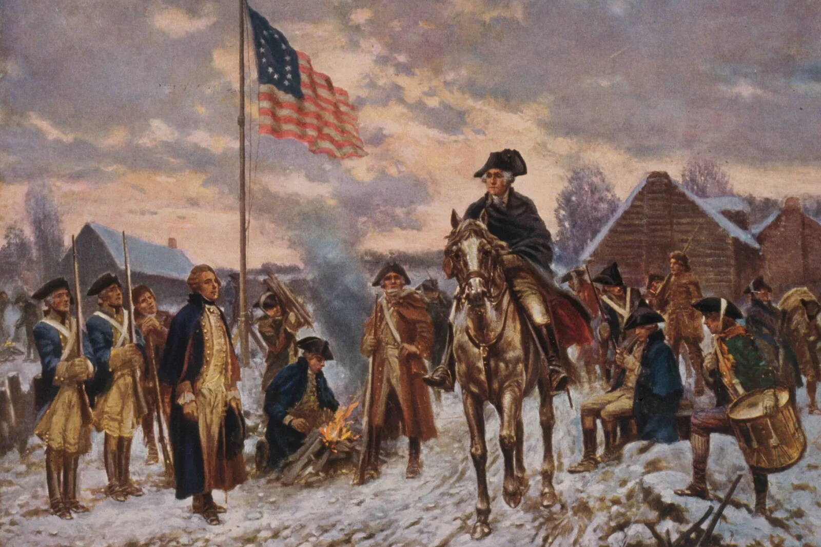 A painting of George Washington at Valley Forge, circa 1911 by Edward Percy Moran. (Library of Congress image)