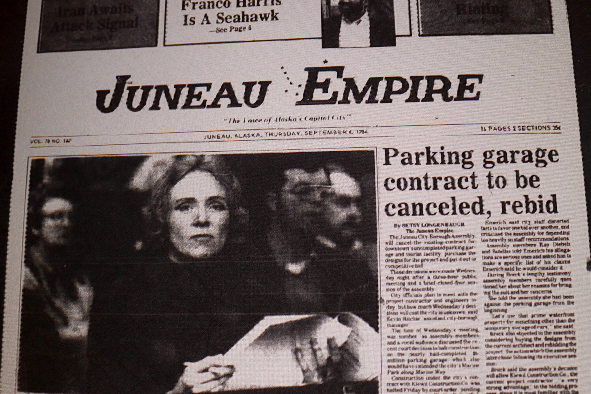 The front page of the Juneau Empire on Sept. 6, 1984. (Mark Sabbatini / Juneau Empire)