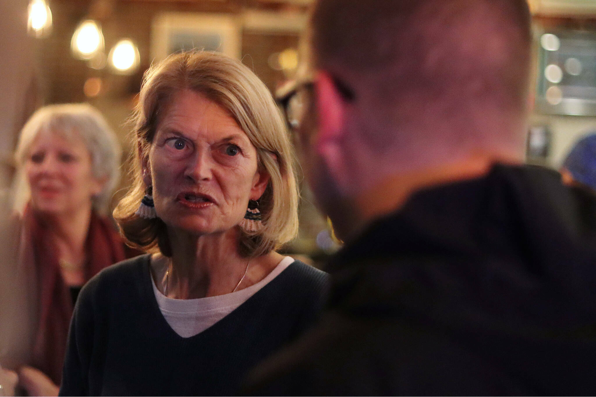 Mark Sabbatini / Juneau Empire file photo
U.S. Sen. Lisa Murkowski talks to supporters during a campaign event at Louie’s Douglas Inn on Oct. 12, 2022.