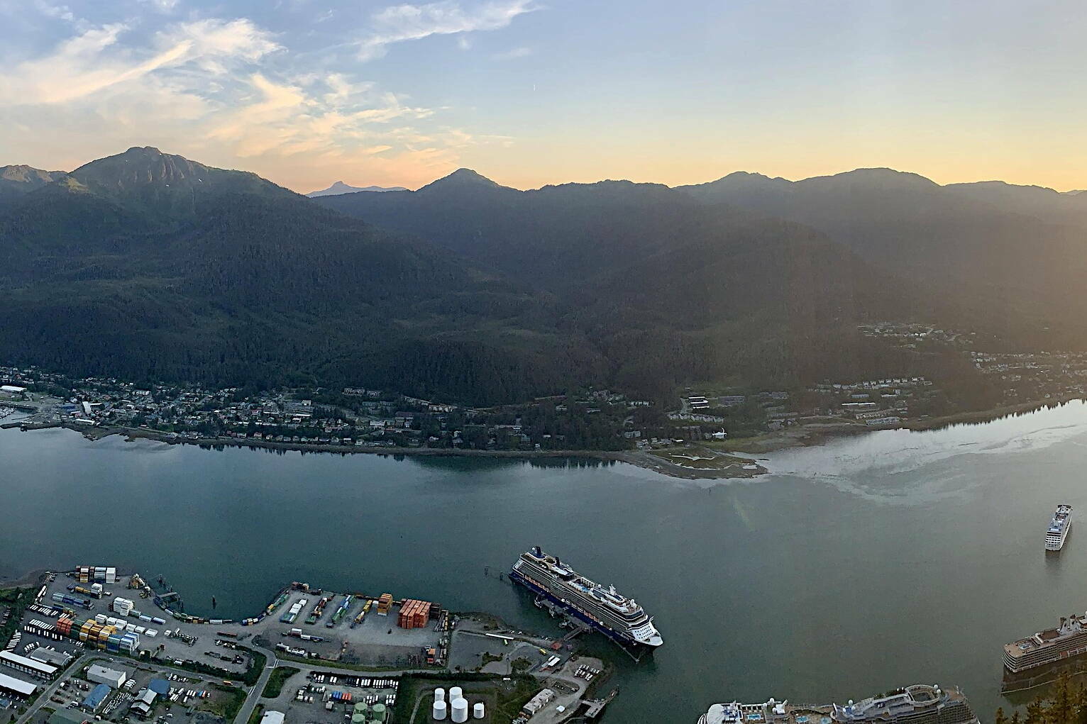 Downtown Juneau and Douglas on Aug. 22, 2023. (Jasz Garrett / Juneau Empire file photo)