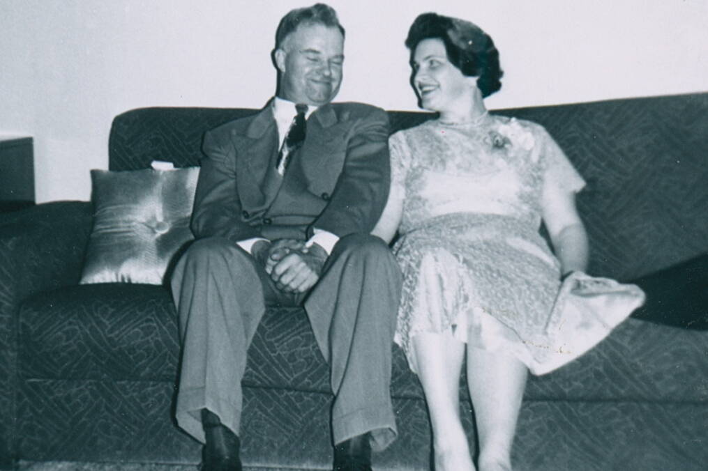 Harold Axel Stolpe and Patricia Anne Cox Stolpe on their wedding day in 1959.