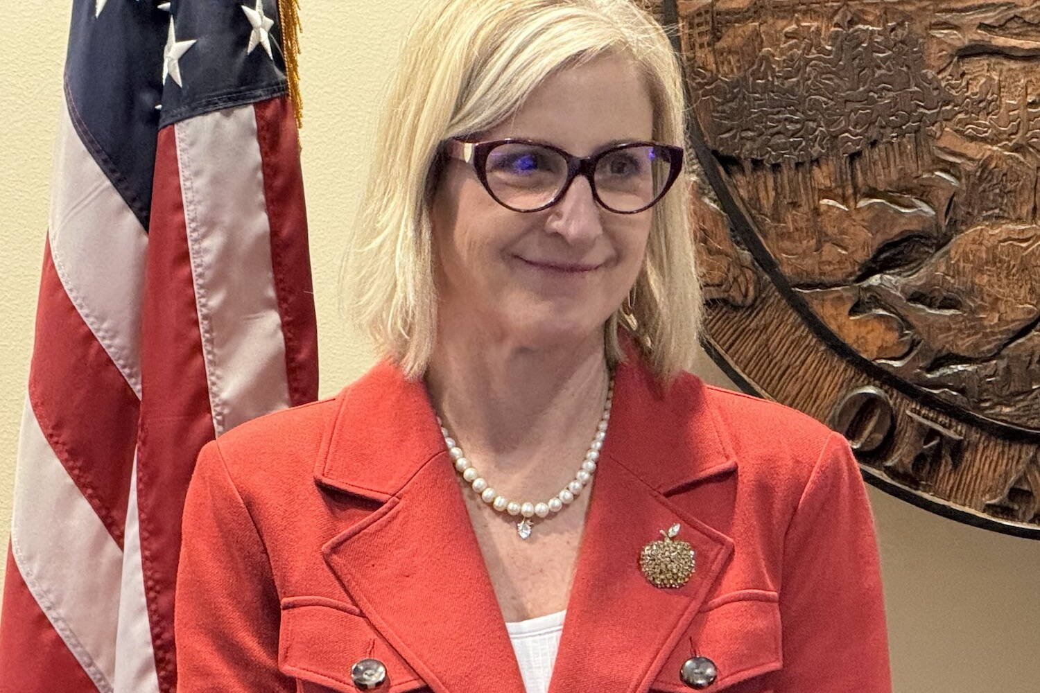 Deena Bishop, commissioner of the Alaska Department of Education and Early Development, is seen on Thursday, Jan. 25, 2024. (James Brooks/Alaska Beacon)