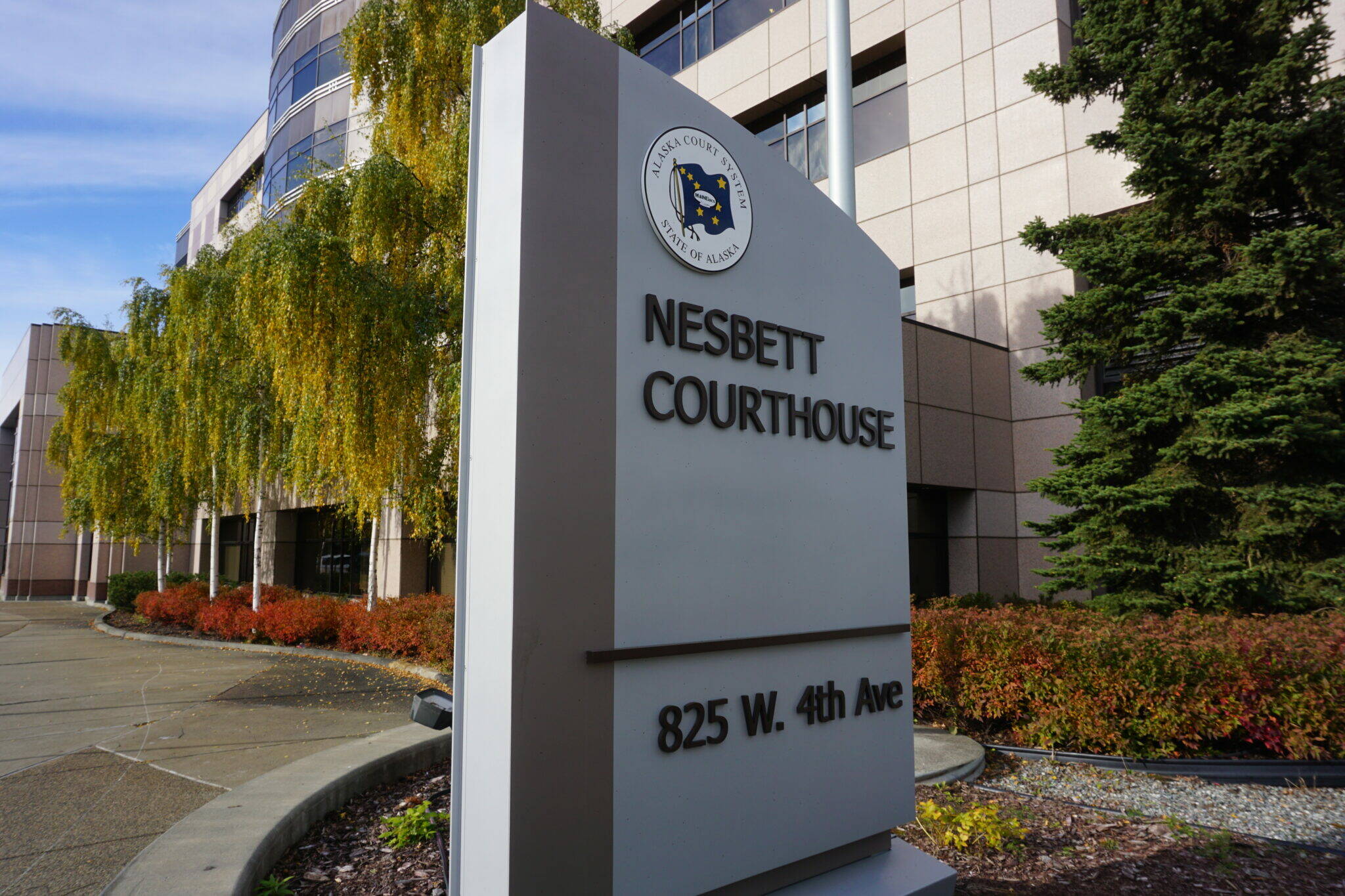 Nesbett Courthouse in downtown Anchorage on Oct. 7, 2024. (Yereth Rosen/Alaska Beacon)