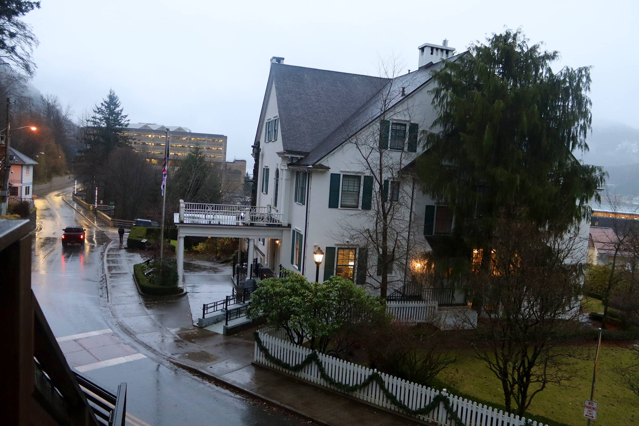 The Alaska governor’s mansion on Wednesday. Gov. Mike Dunleavy is considered a contender for a post in Donald Trump’s second presidential administration. (Mark Sabbatini / Juneau Empire)