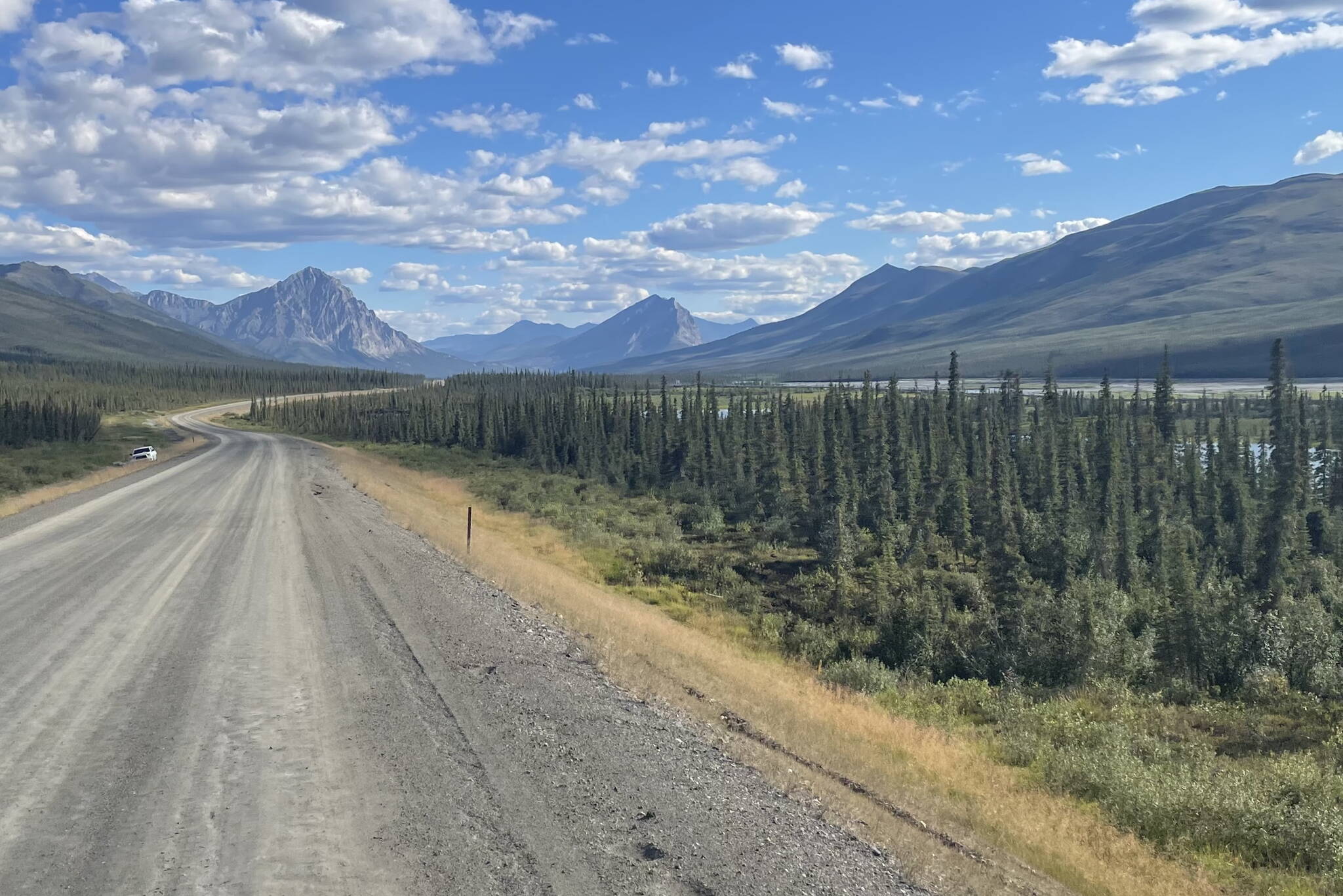 The Dalton Highway, built in 1974 to construct the Trans-Alaska Pipeline, allows the public to access the Brooks Range and North Slope like the author did in 2022. (Photo by Jeff Lund)