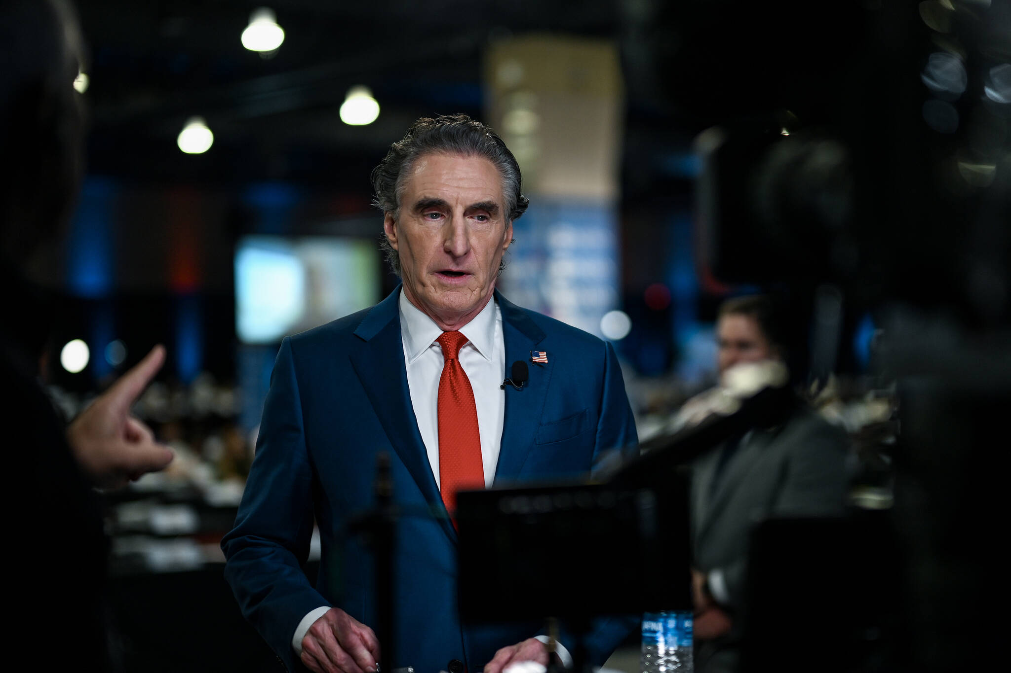 Gov. Doug Burgum of North Dakota speaks to reporters at the National Constitution Center in Philadelphia in advance of the presidential debate between former President Donald Trump and Vice President Kamala Harris, Sept. 10, 2024. President-elect Trump has tapped Burgum to lead the Interior Department, leading the new administration’s plans to open federal lands and waters to oil and gas drilling. (Kenny Holston/The New York Times)